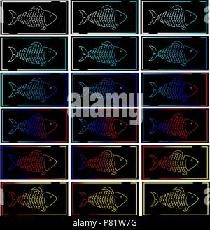 Jeu de silhouettes de poissons avec des transitions de couleurs logo minimaliste de poisson Illustration de Vecteur