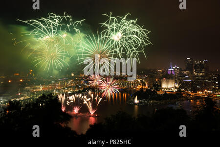 Plus d'artifice Jour de l'indépendance de Pittsburgh Banque D'Images