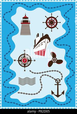 Marine, la voile et la mer Icônes, Vector Icon Set Illustration de Vecteur