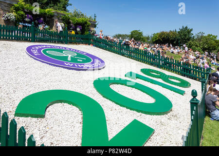 Date Henman Hill, le championnat 2018, Wimbledon, Merton London, Greater London, Angleterre, Royaume-Uni Banque D'Images