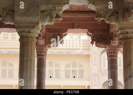 Diwan-i-Khas Fort Amber, l'un des attraits de l'Amber Palace est le Diwan-i-Khas ou la salle d'audience privée. Banque D'Images