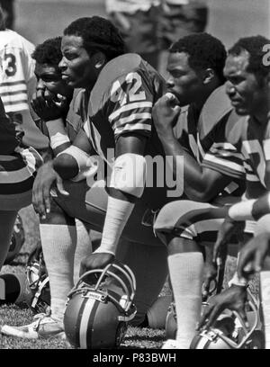 Rocklin, Californie, USA. 3e août 1982. San Francisco 49ers training camp le 3 août 1982 à Sierra College, Rocklin, en Californie. San Francisco 49ers arrière défensif Ronnie Lott Crédit : Al Golub/ZUMA/Alamy Fil Live News Banque D'Images