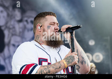 Turku, Finlande. 8e juillet 2018. British Blues et Soul singer Rag'n'Bone Man performing à Ruisrock Festival plein air. Banque D'Images