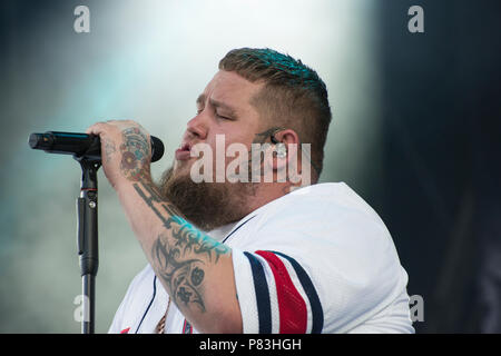 Turku, Finlande. 8e juillet 2018. British Blues et Soul singer Rag'n'Bone Man performing à Ruisrock Festival plein air. Banque D'Images