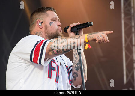 Turku, Finlande. 8e juillet 2018. British Blues et Soul singer Rag'n'Bone Man performing à Ruisrock Festival plein air. Banque D'Images