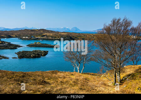 Les Cuillin Hills de Skye dans Creadha Camusterrach à Baie Sondage sur la péninsule près de Florennes, Walcourt région des Highlands, Ecosse, Royaume-Uni Banque D'Images