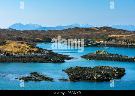 Les Cuillin Hills de Skye dans Creadha Camusterrach à Baie Sondage sur la péninsule près de Florennes, Walcourt région des Highlands, Ecosse, Royaume-Uni Banque D'Images