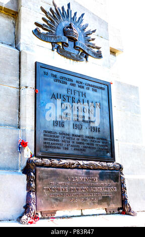 Mémorial à la cinquième division australienne qui a captivé les bois du polygone en octobre 1917 Banque D'Images