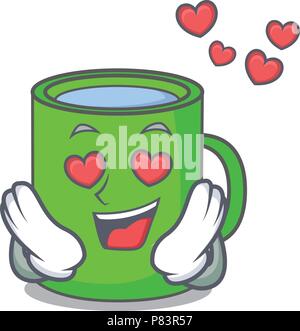 Dans l'amour mug mascot cartoon style Illustration de Vecteur