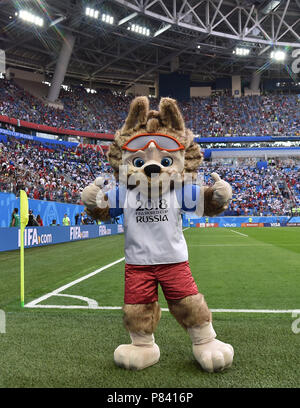 SAINT PETERSBURG, RUSSIE - 15 juin : Mascot durant la Coupe du Monde FIFA 2018 Russie Groupe B match entre le Maroc et l'Iran à Saint Petersbourg Stadium le 15 juin 2018 à Saint-Pétersbourg, en Russie. (Photo de Lukasz Laskowski/PressFocus/MO Media) Banque D'Images