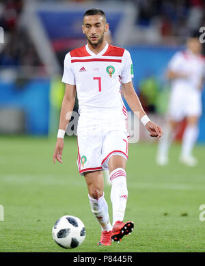 KALININGRAD, Russie - le 25 juin : Hakim Ziyach du Maroc en action pendant la Coupe du Monde FIFA 2018 Russie Groupe B match entre l'Espagne et le Maroc au stade de Kaliningrad le 25 juin 2018 à Kaliningrad, Russie. (Photo de Norbert/Barczyk PressFocus/MO Media) Banque D'Images