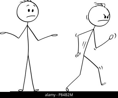 Caricature de l'homme en colère laissant vigoureusement la conversation Illustration de Vecteur