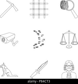 Cage,ensemble,cell,collection,cour,crime,chien,d'empreintes digitales,footprint,hammer,icône,menottes,illustration,images,prison,isolé,logo,touches,loupe,mask,object,contours,prison prisonnier prisonniers,,,punch,mort,set,signer,Surveillance,voleurs,voleur,symbole vecteur,web,bois, vecteurs vecteur , Illustration de Vecteur