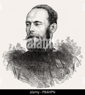 Monsieur Pierre Louis Napoléon Cavagnari, 1841 -1879, administrateur militaire britannique, de la bataille sur terre et mer, par James Grant Banque D'Images