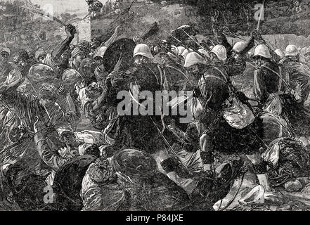 92e Highlanders attaquent-Gaudi-Mullah Sahibdad durant la bataille de Kandahar, 1er septembre 1880, la Deuxième Guerre d'Afghanistan, de la bataille sur un terrain Banque D'Images