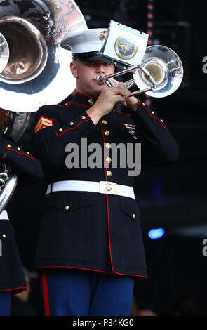 2018 Festival de la CMA Nuit Concerts au Nissan Stadium : Nashville, Tennessee comprend : Marine Corps Band New Orleans Où : Nashville, Tennessee, United States Quand : 08 Juin 2018 Crédit : Judy Eddy/WENN.com Banque D'Images