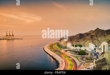 Paysag de Mutrah Corniche à Muscat, Oman Banque D'Images