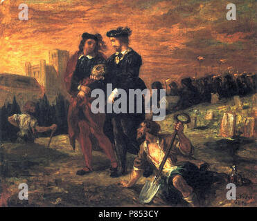 Eugène Delacroix - Hamlet et Horatio au cimetière 4 Banque D'Images