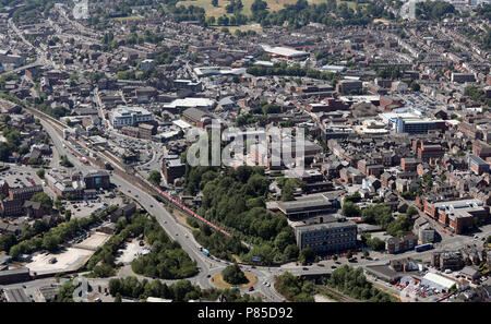 Vue aérienne de Macclesfield, Cheshire centre ville Banque D'Images