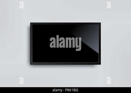 Realistic TV screen. Modern stylish led type. Large computer monitor display mockup. Vector illustration Illustration de Vecteur