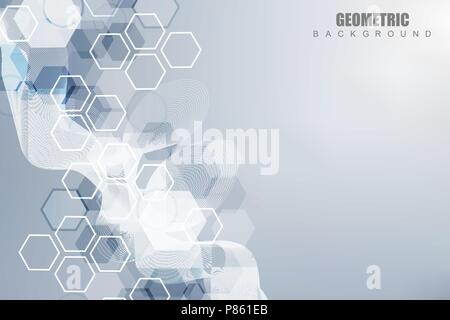 Science network pattern, la connexion de lignes et points. Connexion réseau mondial vector Illustration de Vecteur