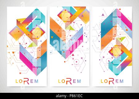 Ensemble moderne de vector flyers, bannières. Abstrait géométrique présentation. Arrière-plan de communication et la molécule de la médecine, de la science, de la technologie, la chimie. Illustration de Vecteur