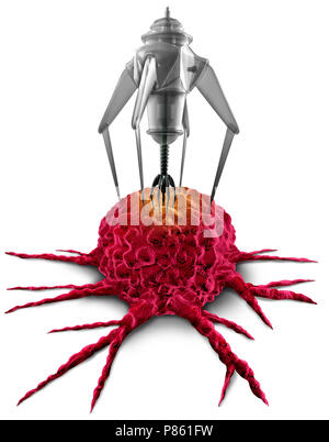 Nanorobot traitement comme bioengineeering la nanomédecine lutte contre la maladie comme une technologie de rendu 3D sur un fond blanc. Banque D'Images