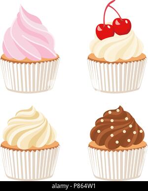 Jeu de muffins et cupcakes vecteur mignon Illustration de Vecteur