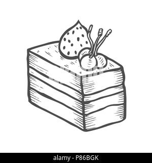 Dessert gâteau sucré et isolé sur fond blanc. Dessin illustration vecteur. Illustration de Vecteur