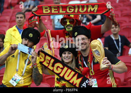 Kazan, Fédération. Le 06 juillet, 2018. 6.07.2018. KAZAN, Russie : Belgique fans célèbrent la victoire à la fin du tour du monde de la Fifa, Russie-8 2018 match de football entre le Brésil / Belgique dans le Spartak Stadium. Agence Photo crédit : indépendante/Alamy Live News Banque D'Images