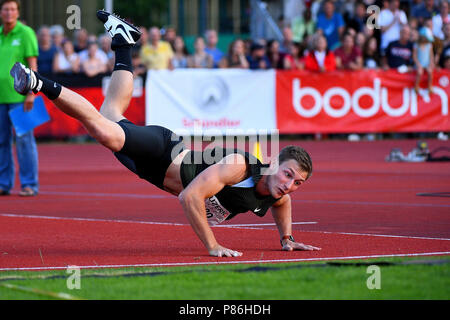 Stadion Allmend, Lucerne, Suisse. 09 juillet 2018. Spitzen Leichtathletik Luzern Athlétisme ; Thomas R&# xf6;hler (GER) en action au cours de l'Action Crédit : Javelin Plus Sport/Alamy Live News Banque D'Images