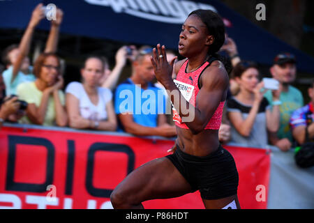 Stadion Allmend, Lucerne, Suisse. 09 juillet 2018. Spitzen Leichtathletik Luzern Athlétisme ; Sharika Jackson (JAM) en action au cours de l'événement Women's 200m : Action Crédit Plus Sport/Alamy Live News Banque D'Images