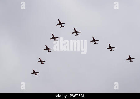 Londres, Royaume-Uni. 10 juillet, 2018. Les avions volent au plafond de la RAF 100 passage aérien Crédit : célébrations Bridgeland Zach/Alamy Live News Banque D'Images
