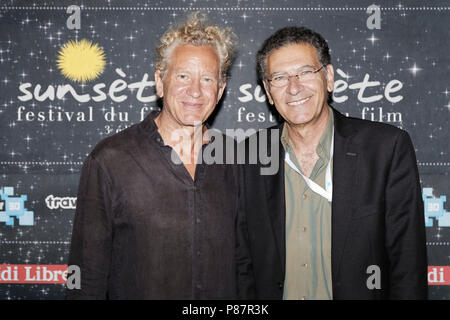 Sète, France. 8 juillet 2018. David Marconi et Henri Cohen participent au Sunsete Sete film Festival à Sète, en France Banque D'Images