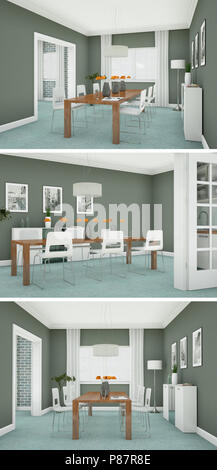 Trois vues de l'intérieur moderne design loft Banque D'Images