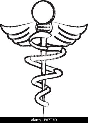 Caducée symbole médical icône sur fond blanc, vector illustration Illustration de Vecteur