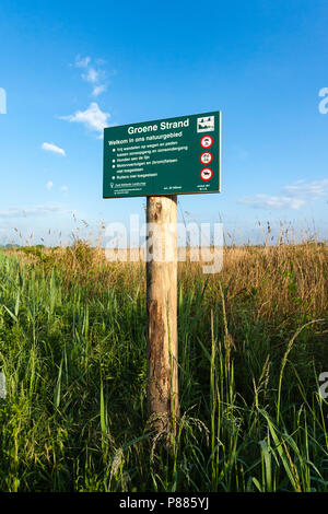 Signe de Zuid-Hollands Landschap Groene Strand à au printemps Banque D'Images