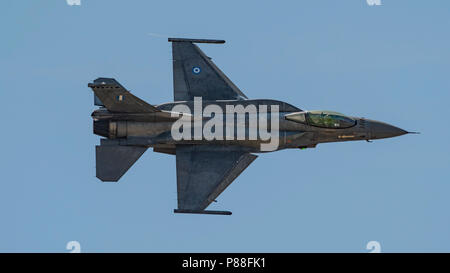 Hellenic Air Force Lockheed Martin F-16 (Zeus) L'équipe de démonstration de vol à la Royal Navy de la Journée de l'Air International, Yeovilton, Royaume-uni le 7/7/18. Banque D'Images