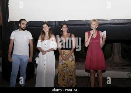 Sete, rance,8 juillet 2018 Jeanne Corporon présente Hamid Rahmi, Alexia Chardard, Ophelie Bau acteurs de Mektoub my Love, Abdellhatif' Kechiche, Sete, FR Banque D'Images