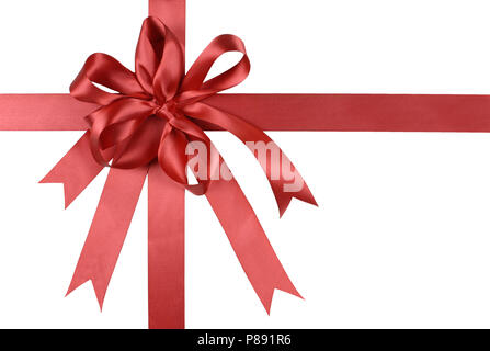 Red gift ribbon bow ou rosette isolé sur fond blanc Banque D'Images