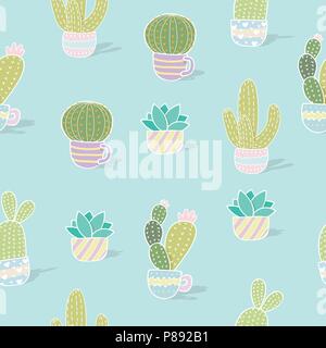 Illustration vecteur de fond transparente cactus coloré couleur pastel. ton motif de transparente cute cartoon cactus pour le fond Illustration de Vecteur