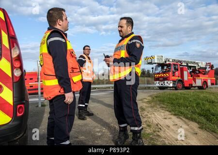 Les pompiers de Granville (50), Manche, Basse-Normandie, FRANCE Banque D'Images