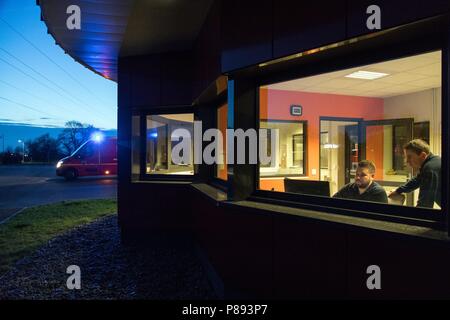 Les pompiers de Granville (50), Manche, Basse-Normandie, FRANCE Banque D'Images