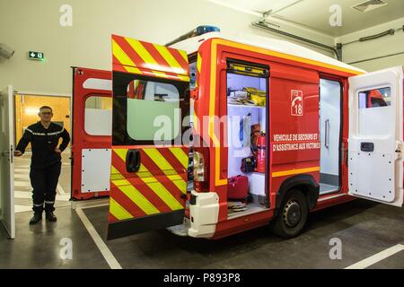 Les pompiers de Granville (50), Manche, Basse-Normandie, FRANCE Banque D'Images