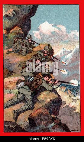 Primera guerra mundial (1914-1918). Bersagliers. Tiradores alpinos italianos.