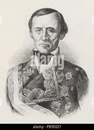 José Manso Solá (1785-1863), militar español. La gravure de 1880. Banque D'Images