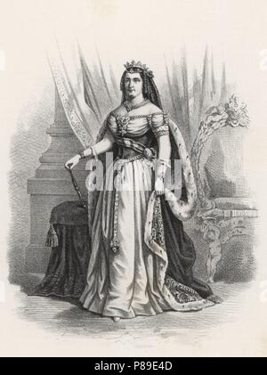 María Cristina de Borbón (1806-1878) Armoiries de la Dos, reina de España. La gravure de 1880. Banque D'Images