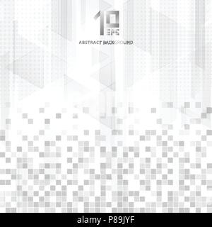 Résumé des données géométriques de la technologie motif carrés gris gradient overlay triangles couleur sur fond blanc. Vector illustration Illustration de Vecteur