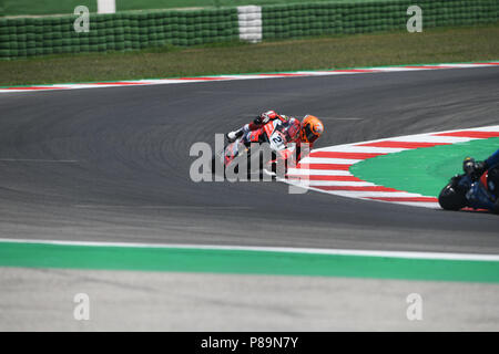 Misano Adriatico, Italie. 08 juillet, 2018. 21 Michael Ruben Rinaldi ITA Ducati Panigale R aruba.it - Course de l'équipe junior au cours de la Motul FIM Superbike Championship - Ronde italienne dimanche au cours de la World Superbikes - PIRELLI Circuit Riviera di Rimini, ronde 6 - 8 juillet 2018 à Misano, en Italie. Crédit : Fabio Averna/Pacific Press/Alamy Live News Banque D'Images