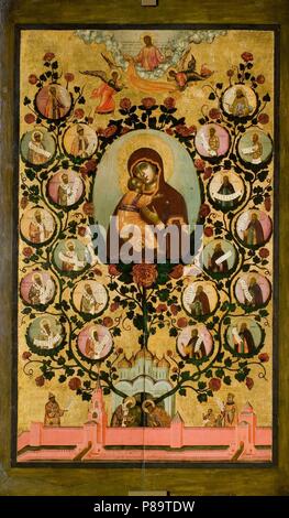 L'apothéose de la Vierge de Vladimir (l'arbre généalogique de l'État Moscovite). Musée : la Galerie nationale Tretiakov (Moscou). Banque D'Images